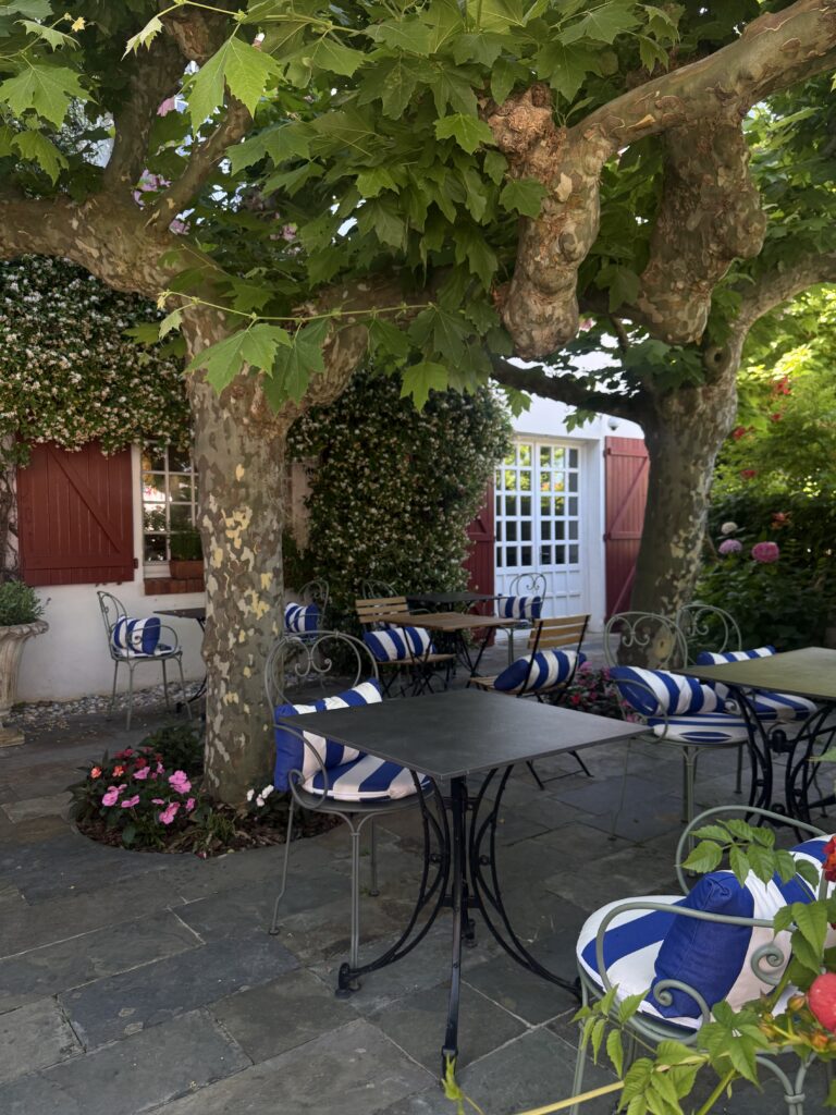 A caf&eacute; terrace in Gu&eacute;thary, one of the prettiest villages on the French Basque coast