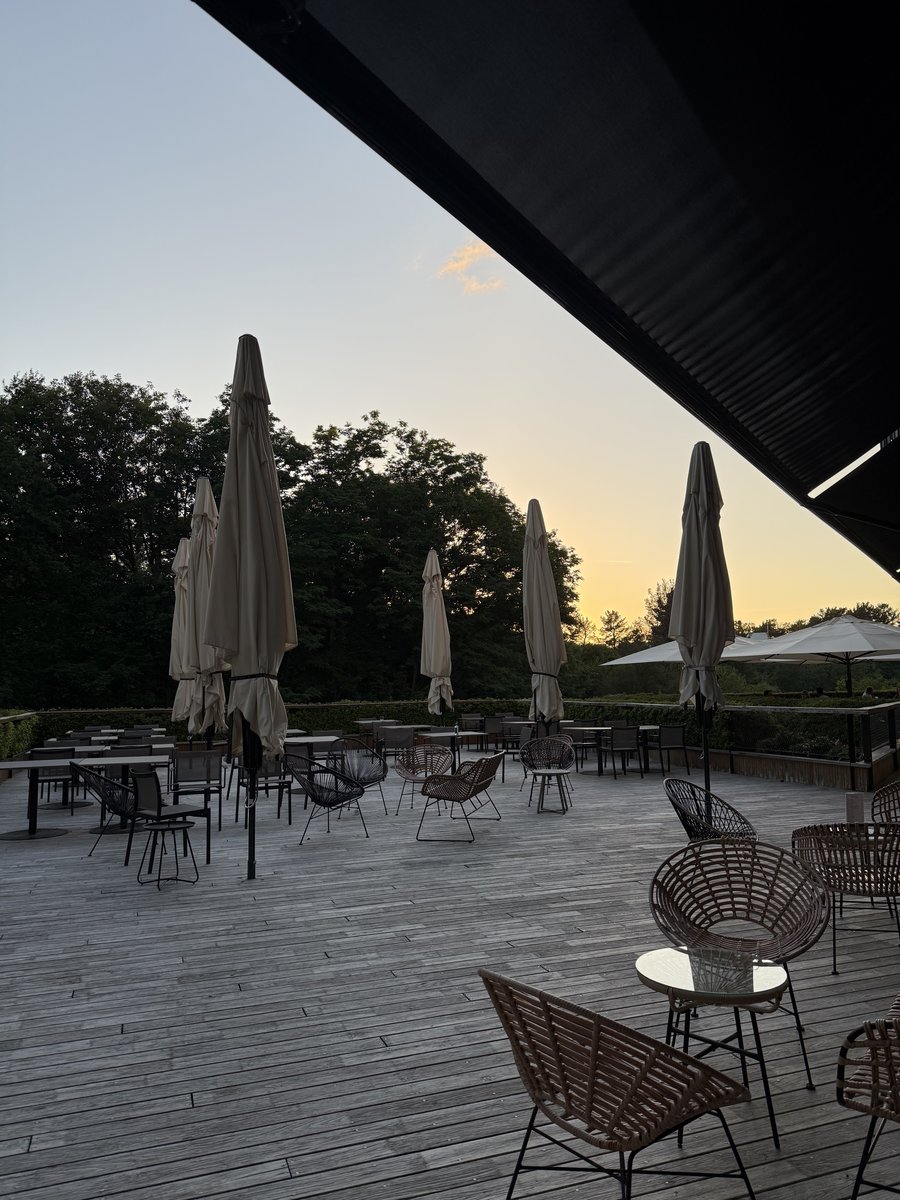 Arima Hotel & Spa terrace at sunset with forest trees in San Sebastián