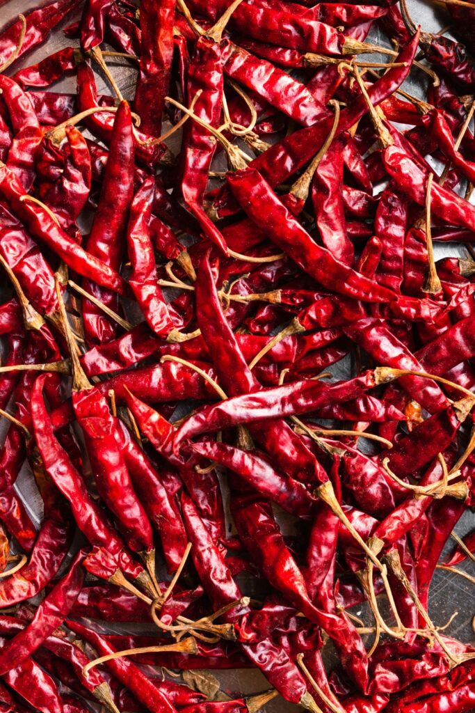 Dried red chilli peppers