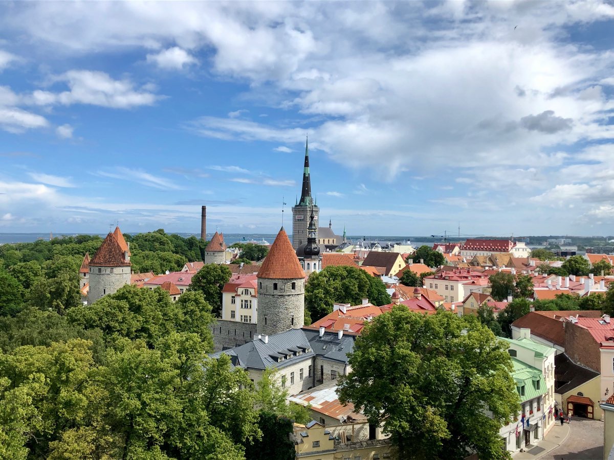 Tallinn Old Town towers and rooftops from Patkuli viewpoint, day 1 of the Estonia road trip